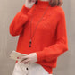 Women Half Turtleneck Short Pearl Pullover Sweater Office Loose Thicken Bottoming Shirt