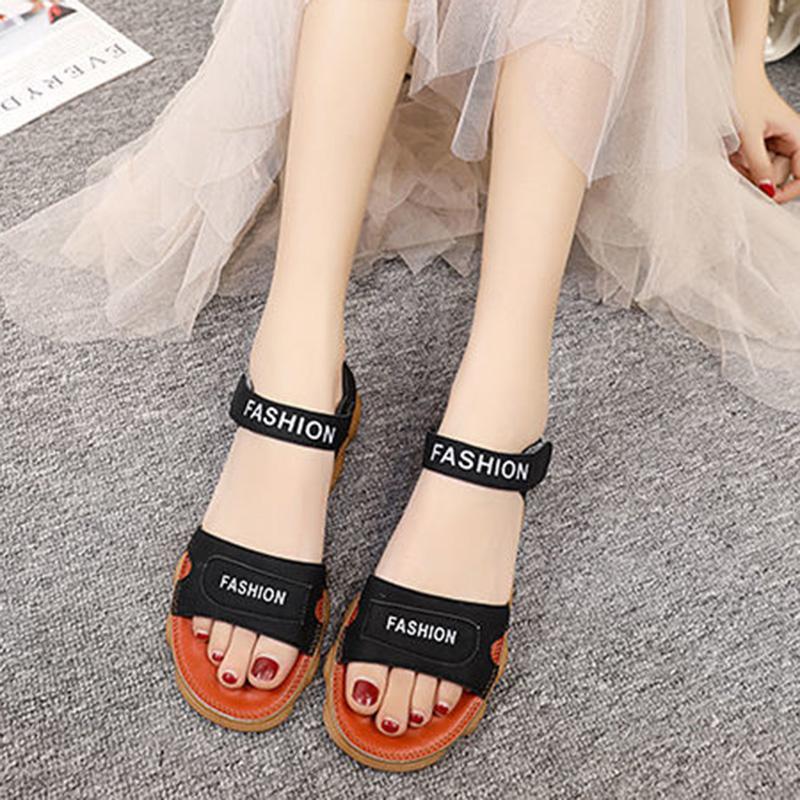 Tendon Sole Sandals Female Summer Fairy Style Flat Sandals Net Celebrity Students All-match Rome