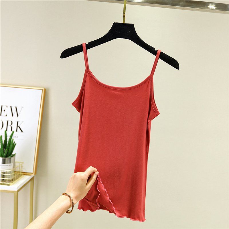 Solid Color Sling Female Summer Sexy Slim Vest Wear  T-shirt Bottoming Shirt Tops