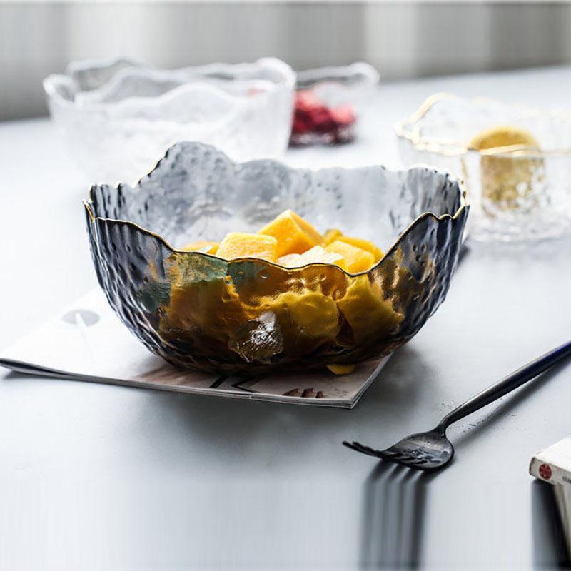 Phnom Penh Glass Salad Bowl Transparent Lunch Box Instant Noodle Bowl Creative Student Fruit Fishing Plate Household Set Tableware