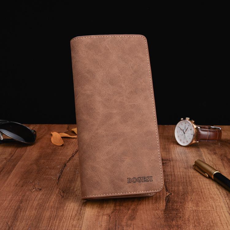 Long Wallet Men Women Anti-theft Waterproof Matte Leather Mobile Phone Card Package Clutch Coin Bag