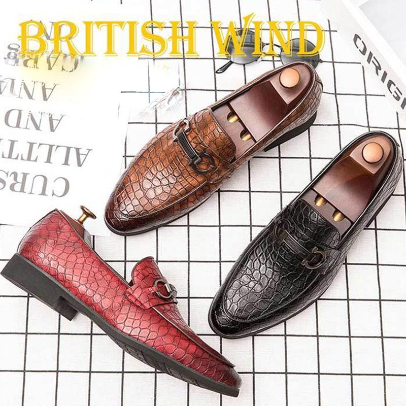 British Korean Men's Leather Shoes Formal Official Party Men's Shoes Leather Embossing Classic Luxury Mans Footwear