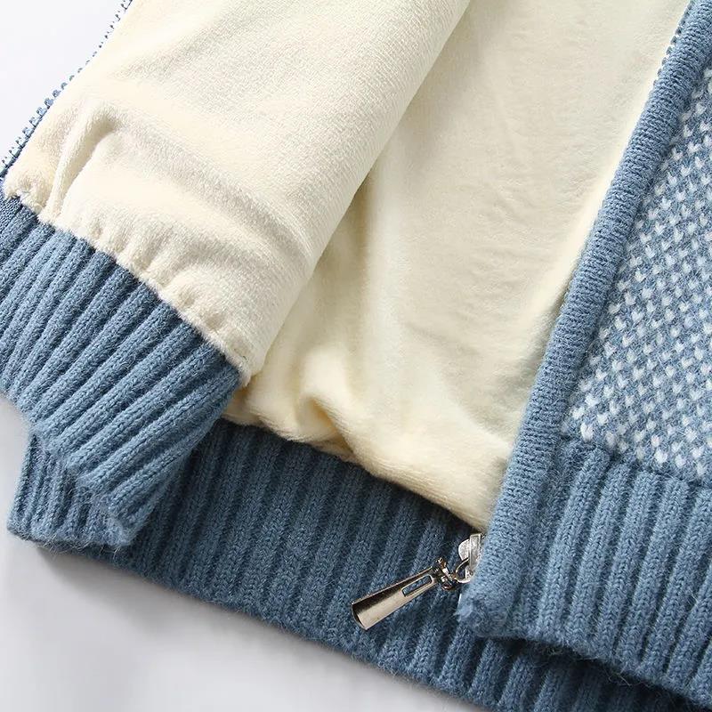 Boys Sweater Coat Autumn and Winter Children's Zipper Cardigan Baby Warm Sweater Double Layer Thickness
