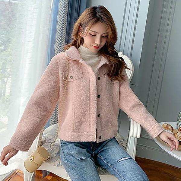 Winter Cashmere Short Women's Coat Women Solid Oversized Jacket