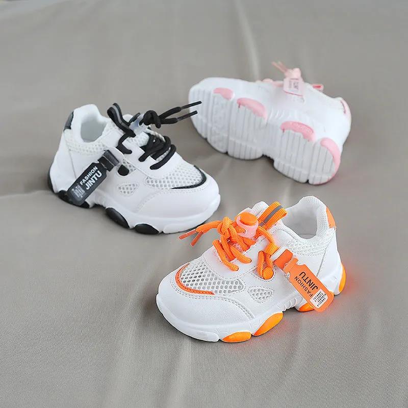 Children's Shoes In Summer Soft Sole Flat Casual Mesh Shoes Kid's Anti-slip Hollow Out Outdoor Light Sport Shoes
