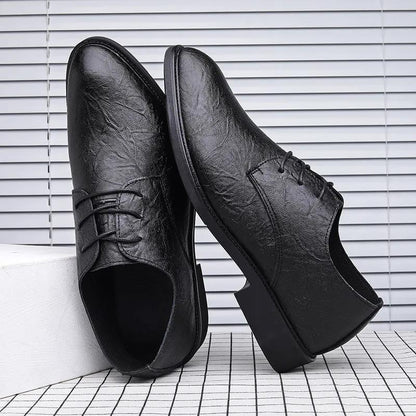 Men's Personality Printed Black Business Dress Shoes Men's Shoes Vintage Design Men's Casual Leather Shoes