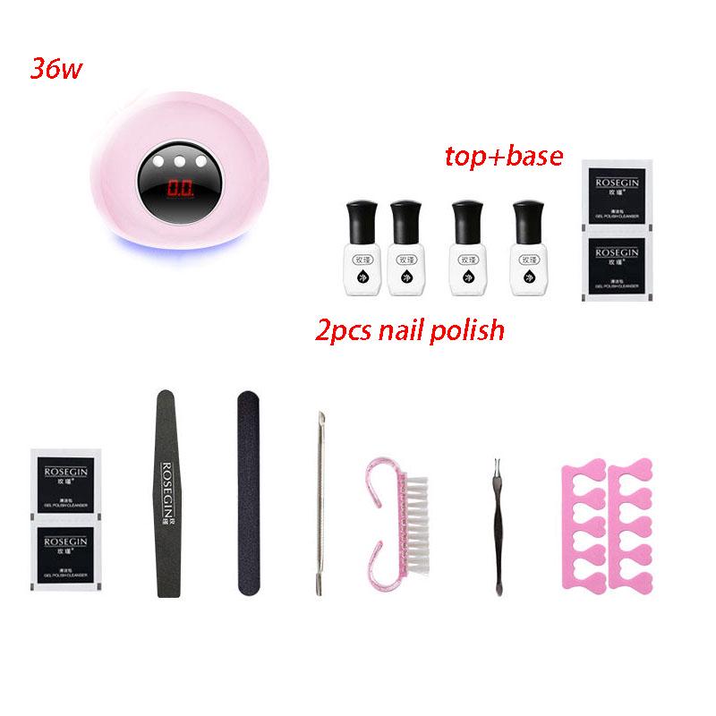 Manicure Set 36W LED UV lamp dryer set Gel Nail Polish Set Nail Art Manicure tool Set nail dryer kit