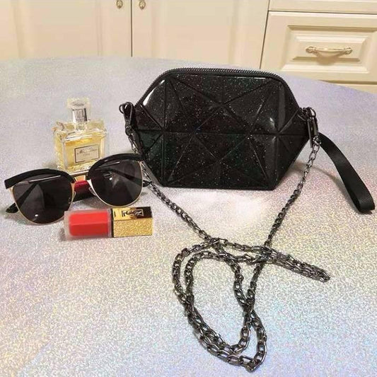 Female Bag Shell Bag Geometric Rhombic Luminous Semicircle Chain Messenger Bag Mini Bag