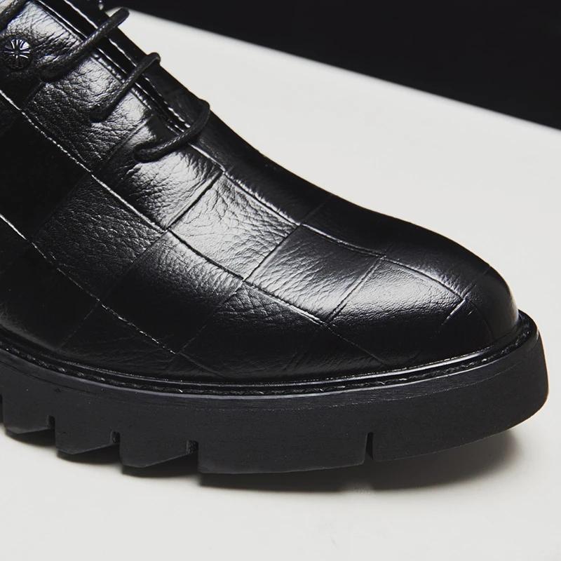 Men's Thick-soled Plaid Leather Shoes Leather Pointed Toe British Business Shoes Casual Shoes Formal Wear Men's Shoes Wedding Husband Shoes Dad Shoes