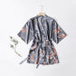 Summer Women's Nightgown Imitation Silk Satin Kimono Bridesmaid Dress Floral Thin Cardigan Dressing Gown Bathrobe