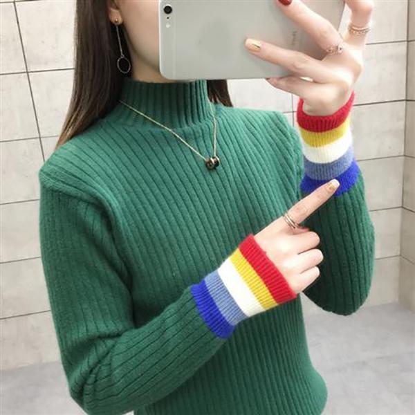 Loose Half High Neck Knitted Bottoming Shirt Thick Warmth Fashion Slim Slim Sexy Female Top