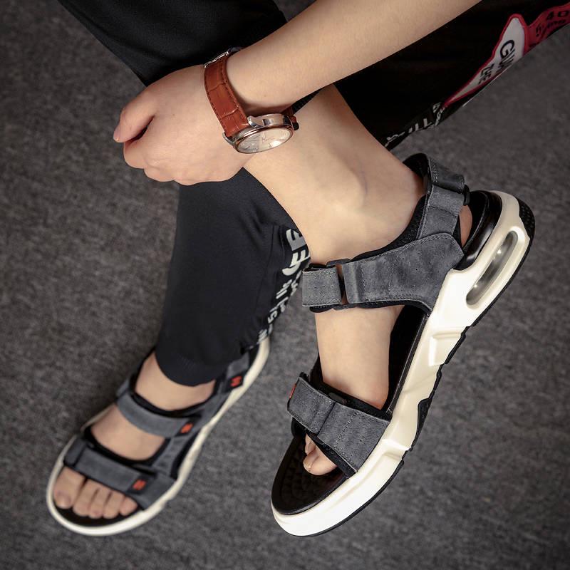 Summer Sandals Men's Leather Soft Bottom Breathable Casual Shoes Men's Cushion Cushioned Beach Shoes