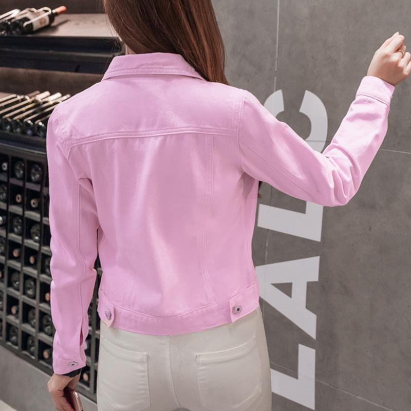 Women Lapel Solid Casual Denim Buttons Blazer Jeans Jacket Cardigan