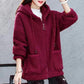 Autumn and Winter Ladies Lamb Velvet Jacket Thick and Loose Large Size Hooded Long-sleeved Zipper Jacket