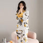 Women Cotton Pajamas Set Cartoon Cute Female Pyjamas Suit Long Sleeve Sleepwear Tops and Pants Sets Home Wear Casual Loose Pullover Nightwear