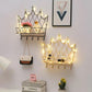 5 Shape Storage Rack Home Punch-free Storage Rack Metal Solid Wood Waterproof Display Stand with Light Strip