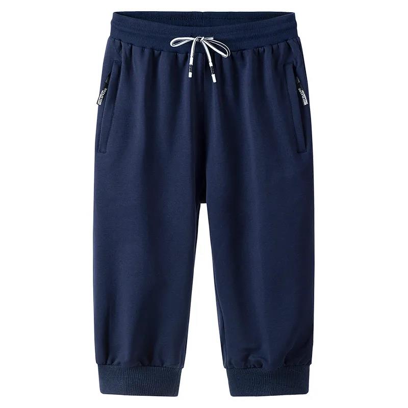 Summer Thin Cotton Casual Cropped Trousers Men's Straight Loose Large Size Sports Shorts