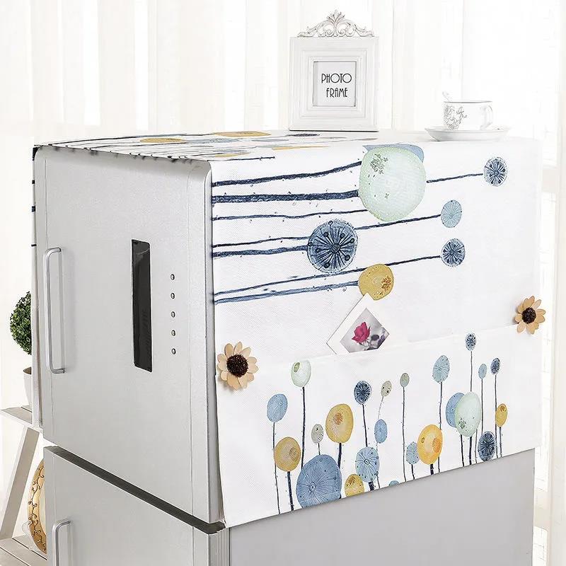 Thickened Refrigerator Cover Cloth Towel Washing Machine Cover Cloth Cartoon Pattern Refrigerator Dust Cover