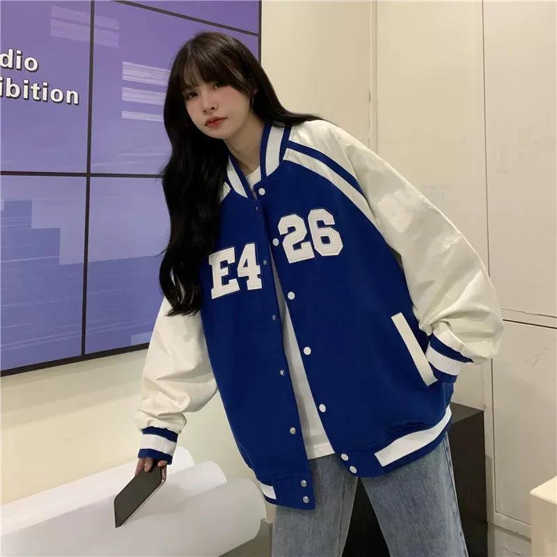 Baseball Uniform Jacket Women's Autumn and Winter Loose Tops Lazy Wind Casual High-end All-match Jacket Comfortable and Breathable