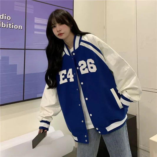 Baseball Uniform Jacket Women's Autumn and Winter Loose Tops Lazy Wind Casual High-end All-match Jacket Comfortable and Breathable
