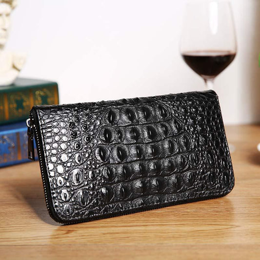 Business Long Wallet Men and Women Crocodile Pattern Leather Multi-card Holder Clutch Bag Coin Bags
