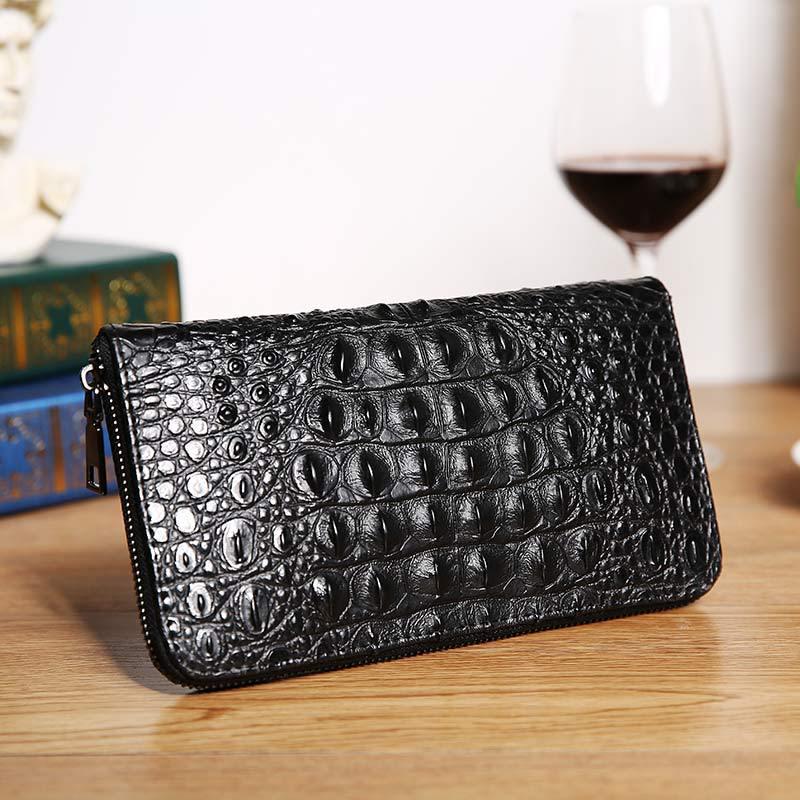 Business Long Wallet Men and Women Crocodile Pattern Leather Multi-card Holder Clutch Bag Coin Bags
