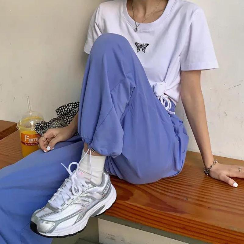 High Waist Was Thin Harajuku BF Wind All-match Trousers with Ankle Feet Women's Korean Style Summer Loose Thin Sweatpants