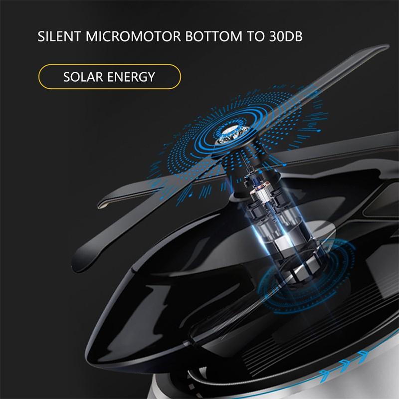 Helicopter Shape Solar Aroma Diffuser Car Decoration Ornaments Aluminum Alloy Solar Rotating Aircraft Car Accessories