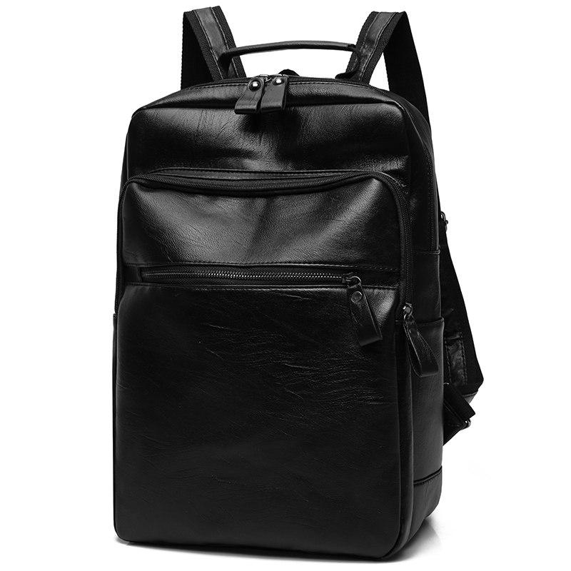 Men pu Leather Backpack High Quality Youth Travel Rucksack School Book Bag Male Laptop Business bagp