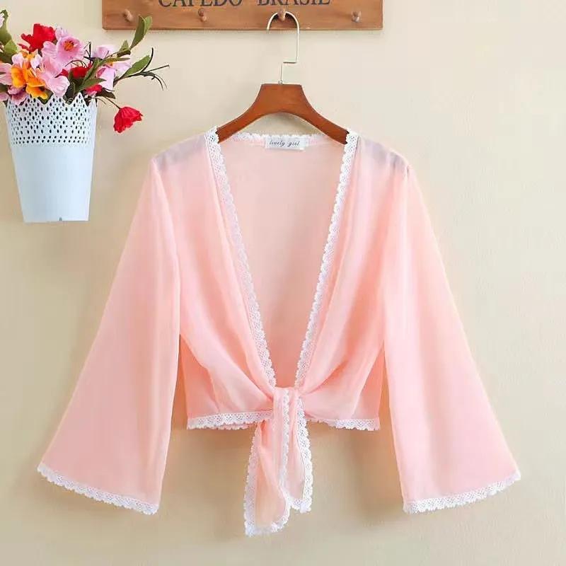 Shawl Cardigan Women's Summer Waistcoat All-match Sun Protection Clothing Thin Section Short Outer Chiffon Shirt