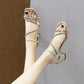 Size 34-39 Women Shiny Slippers Outdoor Bohemian Beach High Heels Wear-resistant Non-slip Office Lady Rhinestone Sexy Sandals