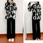 3pcs/set Knit Suit Women's Causul Letters Printed Knitted Sweater + Scarf+Knitted Pants 3 Piece Set Ladies Outfits Autumn Spring