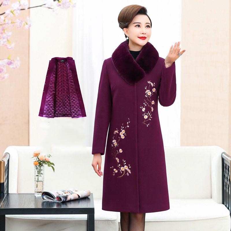Women's Embroidery Coat Woolen Coat 2019 Autumn Winter Plush Cotton Wool Coat Female Outwear