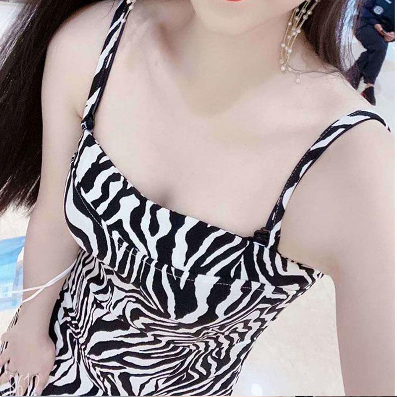 Four Seasons Dress Bottoming Zebra Pattern One-piece Short Skirt Female Slim Sexy Bag Hip Sling Was Thin Waist Skirt Female