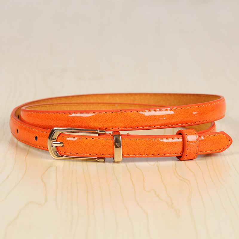 Ladies Belt PU Cowhide Candy Color Thin Belt Casual Jeans Decoration Single Head Buckle