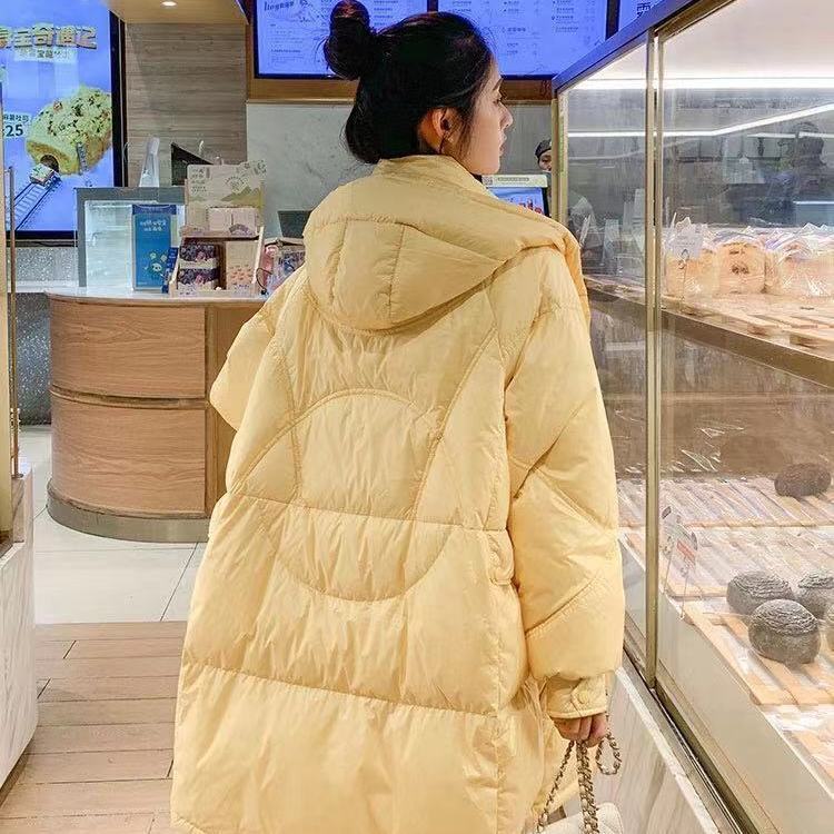 Mid-length Down Jacket Women's Winter Women's Hooded Stand-up Collar Loose Thick Bread Coat Jacket Winter Warmth Thick Cotton Jacket