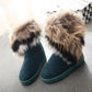 Cotton Shoes Women's Winter Plus Velvet Snow Boots Women's Long Tube Hairy Edge High Waist Thick Bread Shoes Tide