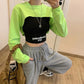 Autumn Short Round Neck Sweater Female Student Loose Thin Sleeve Long Sleeve Top
