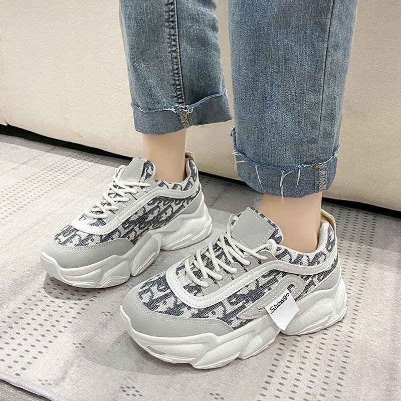 Ladies Thick-soled Height-increasing Shoes Fashion All-match Casual Sports Shoes Spring and Summer Outdoor Running Breathable Clearance Shoes