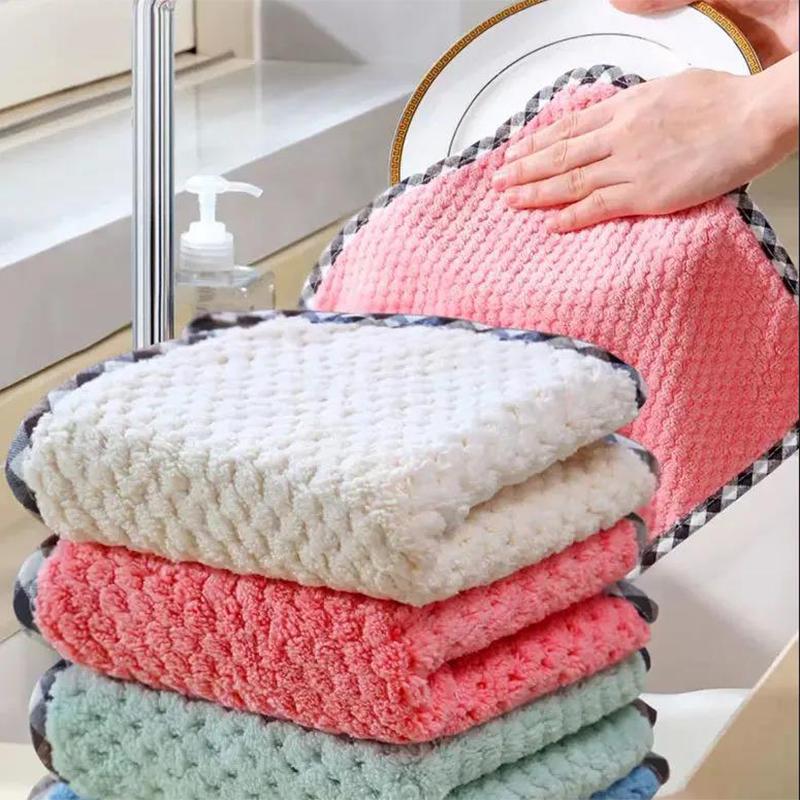 Kitchen Daily Dish Towel Dish Cloth Kitchen Rag Non-stick Oil Thickened Table Cleaning Cloth Absorbent Scouring Pad
