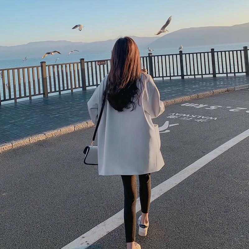 Suit Jacket Women Spring and Autumn Loose Suit Jacket Ladies Casual Loose Long-sleeved Warm Jacket Temperament Elegant Blazer