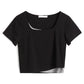 Two-piece Layered Airline Navy High Waist Straight Short Sleeve Top Women's T-Shirt