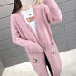 Fashion Coat Autumn and Winter Mid-length Pocket Sweater Solid Color Long-sleeved Loose Cardigan