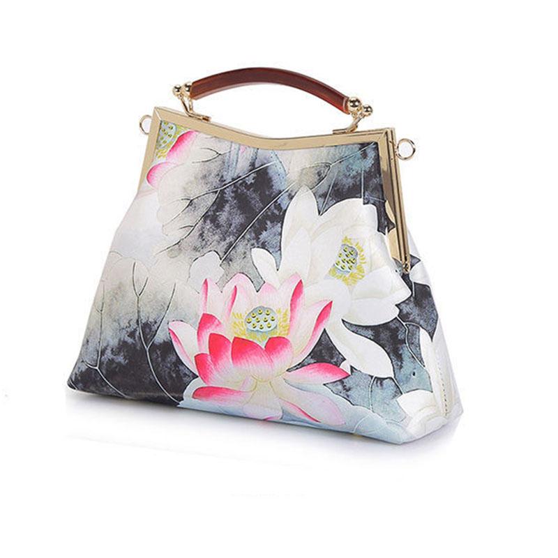 Ethnic Style Women Printing Handbag Messenger Dual Purpose Exquisite High Quality Elegant Doctor Bag Evening Banquet Bag