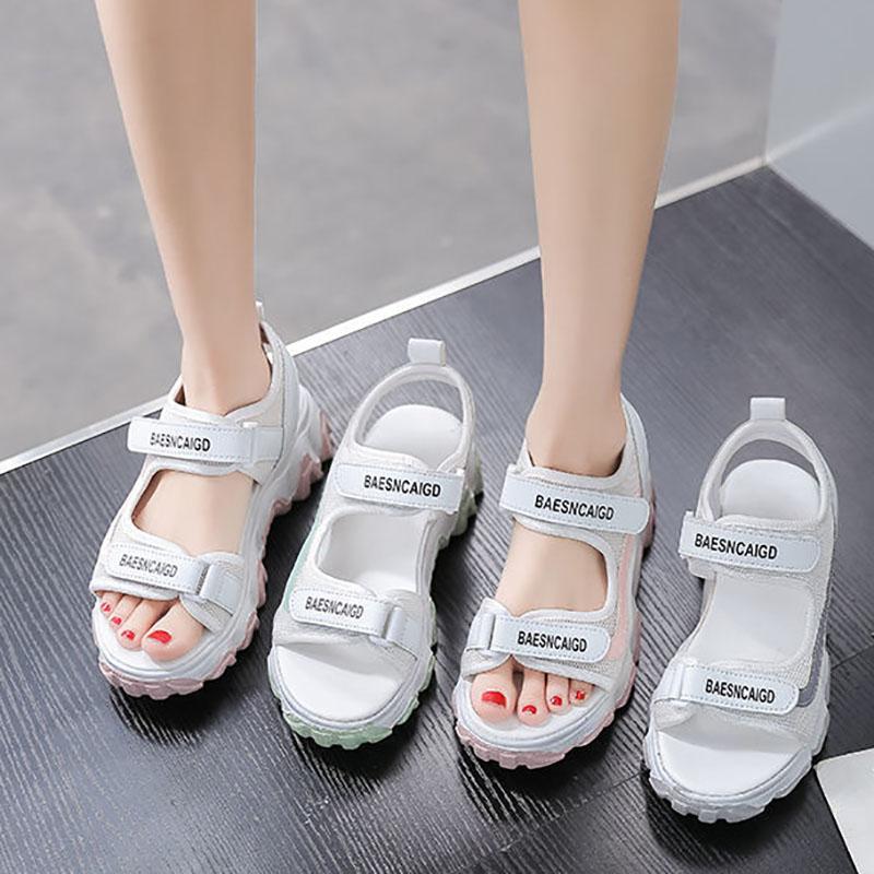 Summer Thick-soled Sports Sandals for Female Students Flat-bottomed All-match Sandals