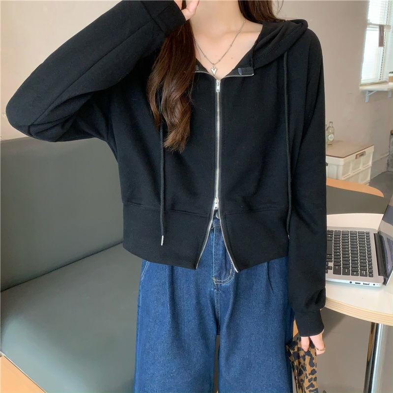 Women Hoodies Sweatshirts Zipper Jacket Top Clothes Spring Autumn Cardigan Coat Women Hooded Tracksuit Black Gray Sport Shirts