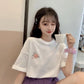 Solid Color Round Neck T-shirt Summer Planet Embroidery Loose Breathable Women's Tops Ladies Basic Tee Shirt