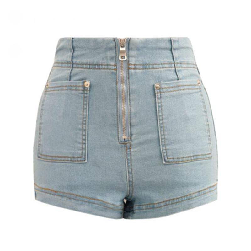 Denim Shorts Women's Summer Tight-fitting Stretch Thin Sexy High Waist Zipper Pocket All-match Shorts