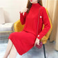 Maternity Autumn and Winter Dresses Plus Size Half High Neck Sweater Mid-length Long-sleeved Warm Sweater