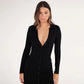 Women's Party Dress Button Knit Dress Autumn and Winter Slim Long-sleeved Long Skirt and Ankle V-neck Tight-fitting Sexy Dress Ladies Split Hem